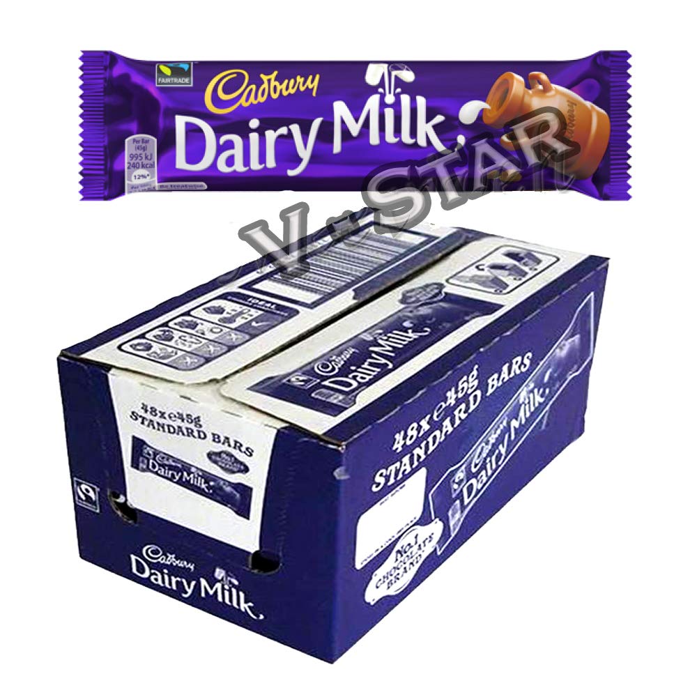 61PvTUmsaaL Original CADBURY Dairy Milk Chocolate Standard BAR 48 x 45g Full Box Fresh Stock - Image 1